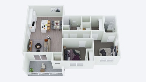 Floor plan for 2 beds, 2 baths, 904 sqft